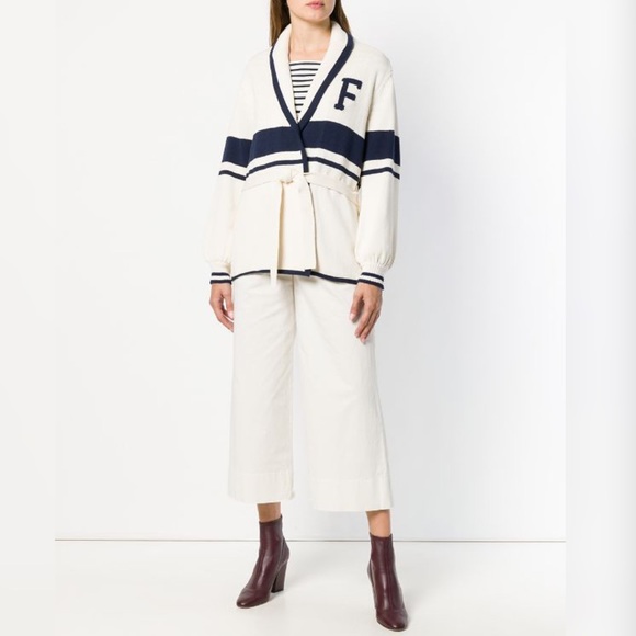 Frame Denim Sweaters - FRAME Tie-Front Wrap Varsity Letterman Sweater